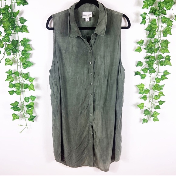 Ava & Viv Tops - 🌻 Ava & Viv | green collared tunic blouse